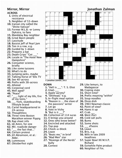the mirror crossword|free printable mirroreyes crossword puzzles.